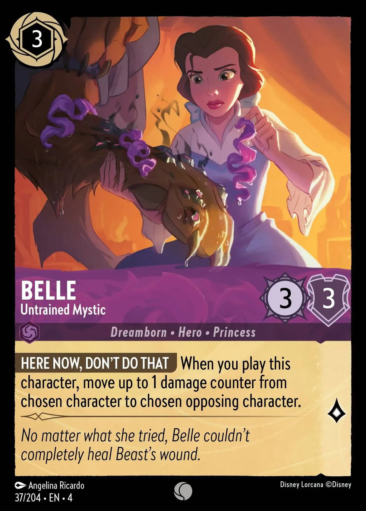 Disney Lorcana Ursula's Return 037/204 Belle - Untrained Mystic Foil