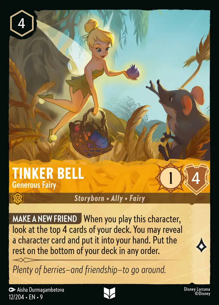 Disney Lorcana Fabled 012/204 Tinker Bell - Generous Fairy Foil