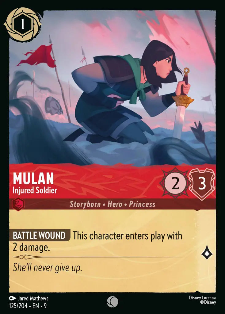 Disney Lorcana Fabled 125/204 Mulan - Injured Soldier Foil