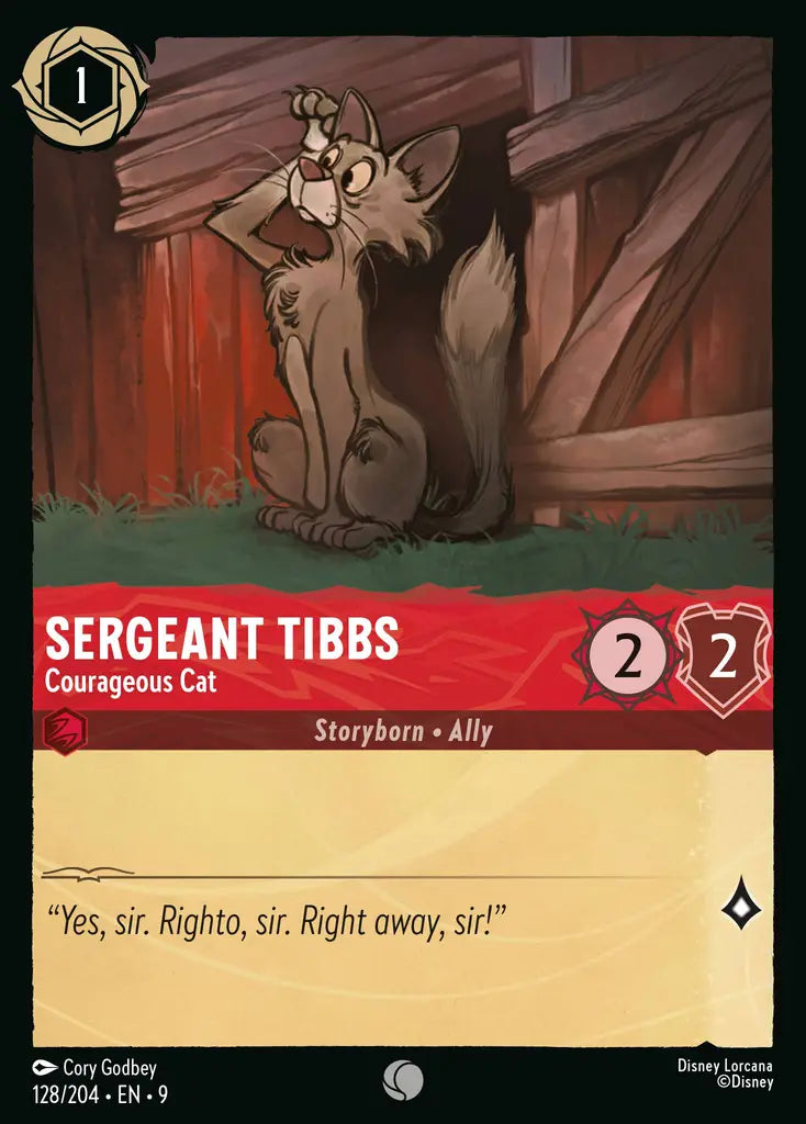 Disney Lorcana Fabled 128/204 Sergeant Tibbs - Courageous Cat Foil
