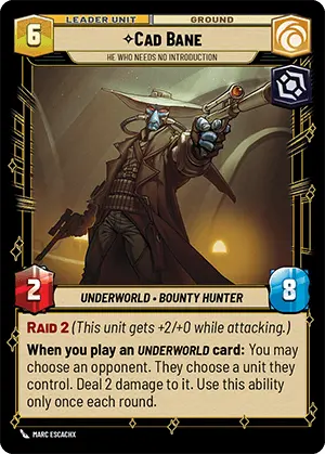 Star Wars: Unlimited Shadows of the Galaxy 014/262 Cad Bane He Who Needs No Introduction