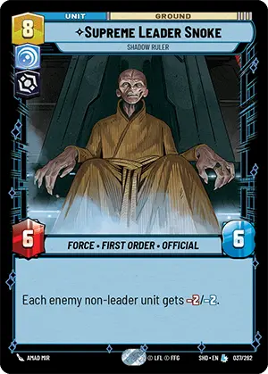 Star Wars: Unlimited Shadows of the Galaxy 037/262 Supreme Leader Snoke Shadow Ruler