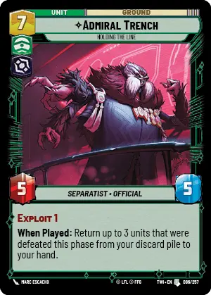 Star Wars: Unlimited Twilight of the Republic TWI 086/257 Admiral Trench Foil