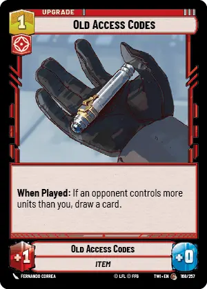 Star Wars: Unlimited Twilight of the Republic TWI 168/257 Old Access Codes Hyperspace Foil