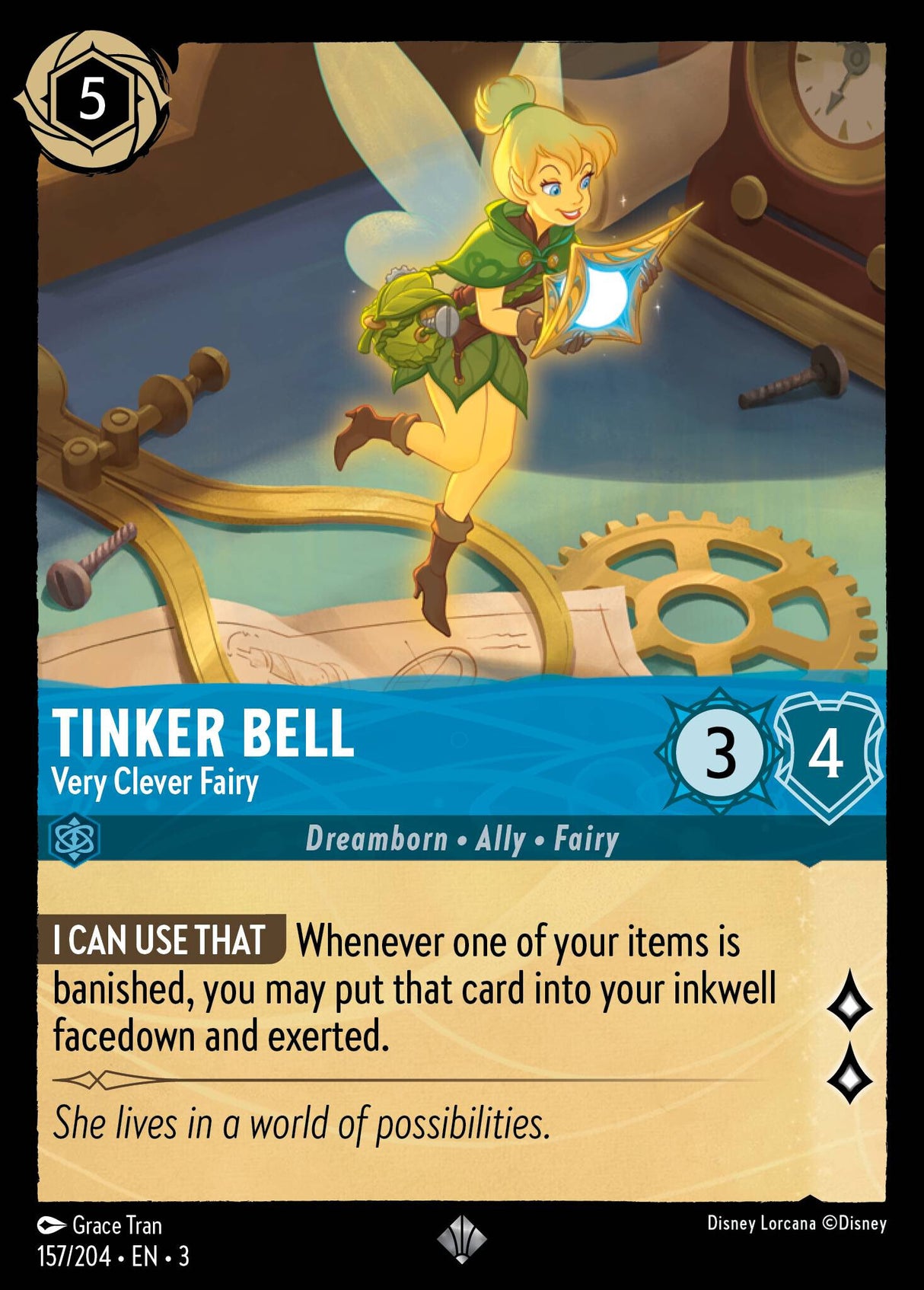 Disney Lorcana Into The Inklands 157/204 TINKER BELL Very Clever Fairy