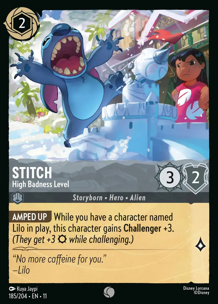 Disney Lorcana Winterspell 185/204 Stitch - High Badness Level
