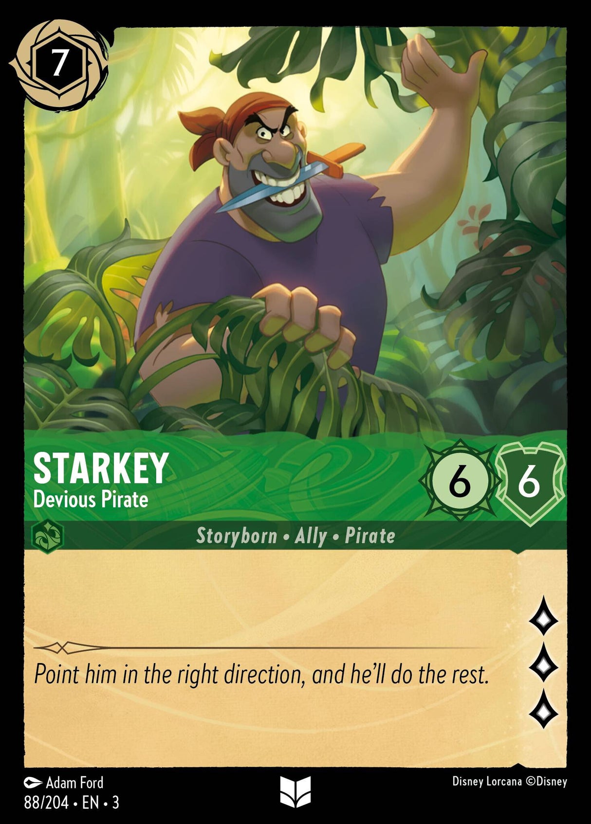 Disney Lorcana Into The Inklands 088/204 STARKEY Devious Pirate