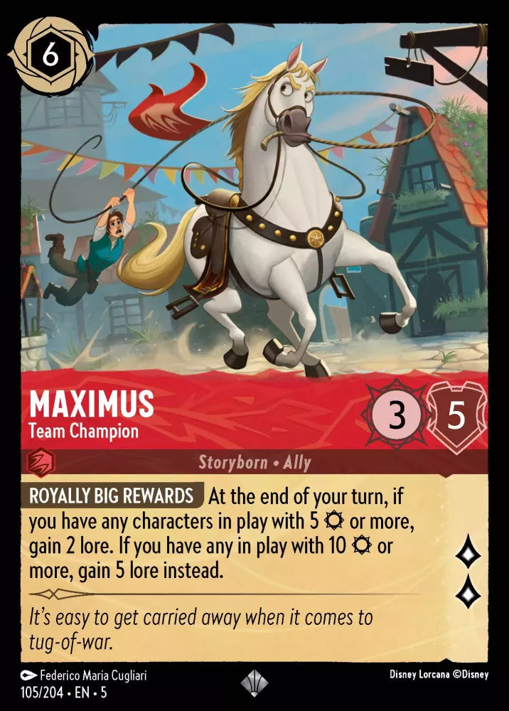 Disney Lorcana Shimmering Skies 105/204 Maximus - Team Champion Foil