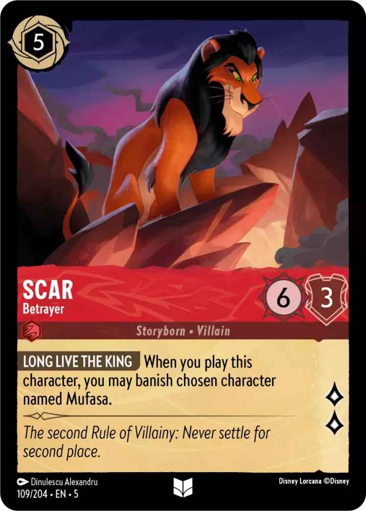 Disney Lorcana Shimmering Skies 109/204 Scar - Betrayer