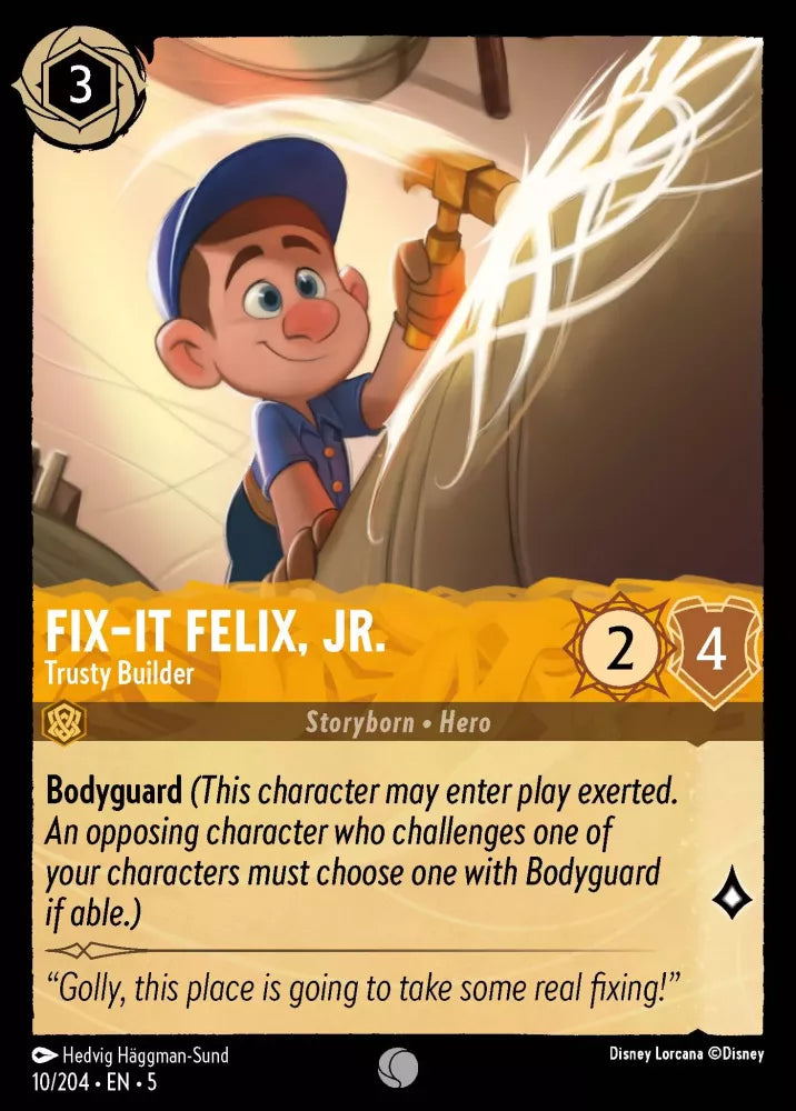 Disney Lorcana Shimmering Skies 010/204 Fix‐It Felix, Jr. - Trusty Builder Foil