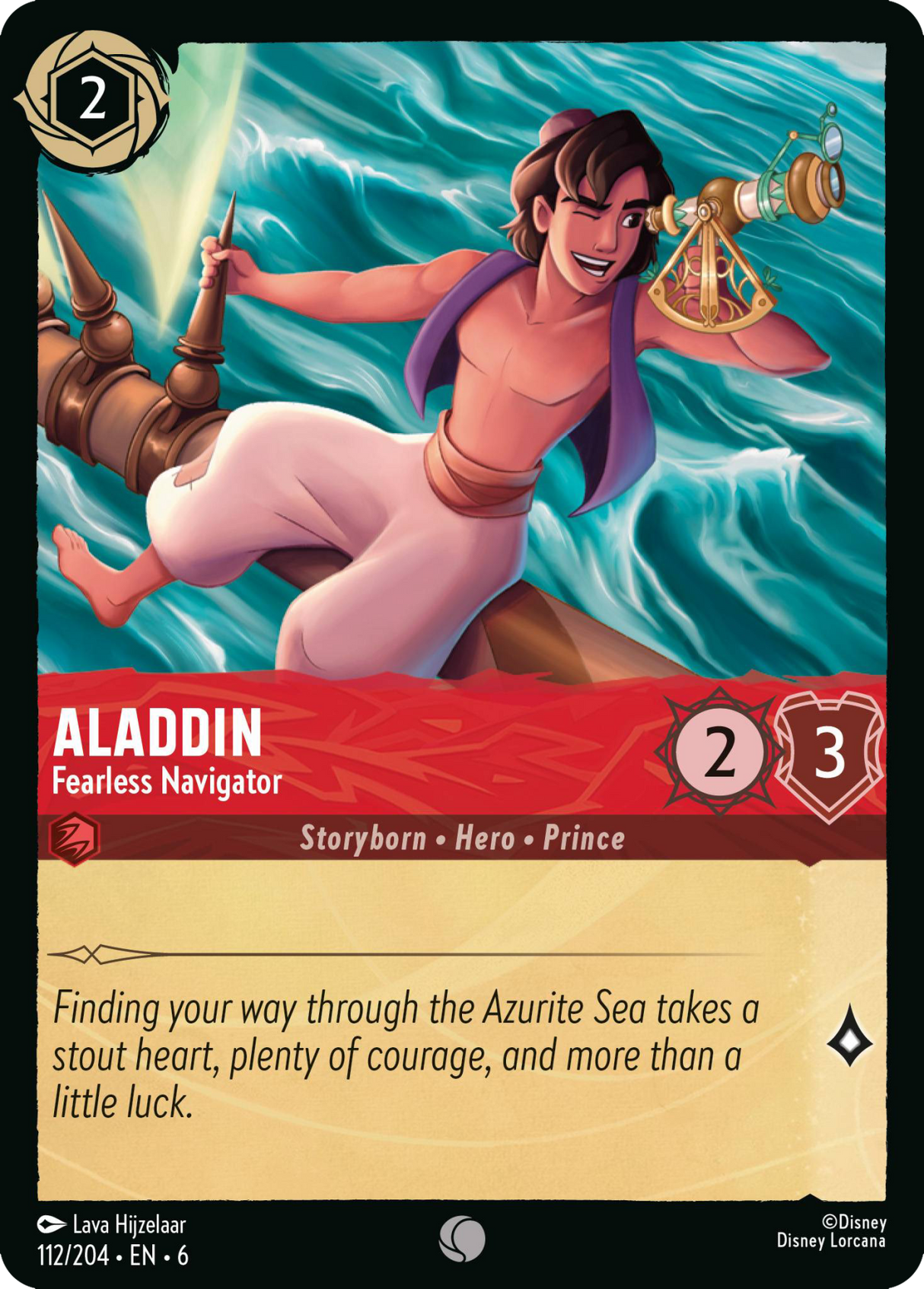 Disney Lorcana Azurite Sea 112/204 Aladdin - Fearless Navigator