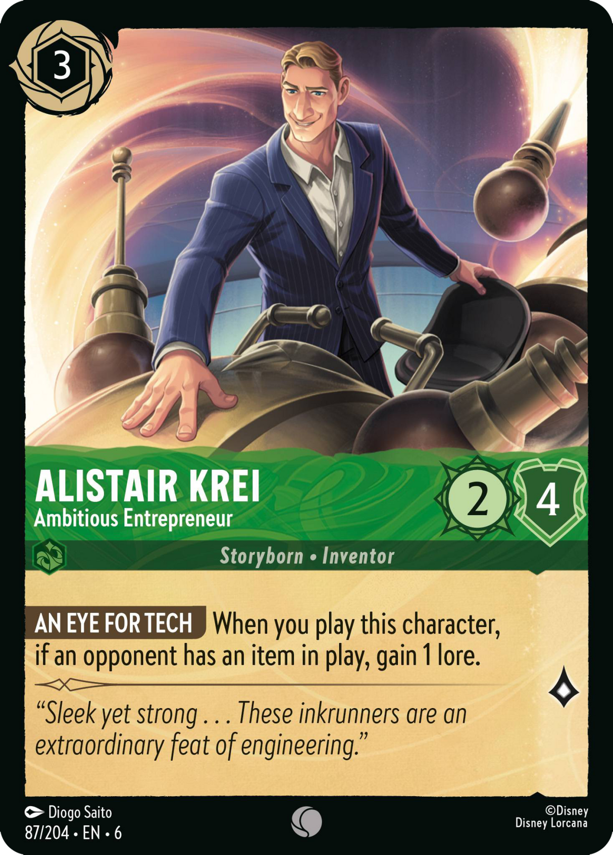Disney Lorcana Azurite Sea 087/204 Alistair Krei - Ambitious Entrepreneur Foil