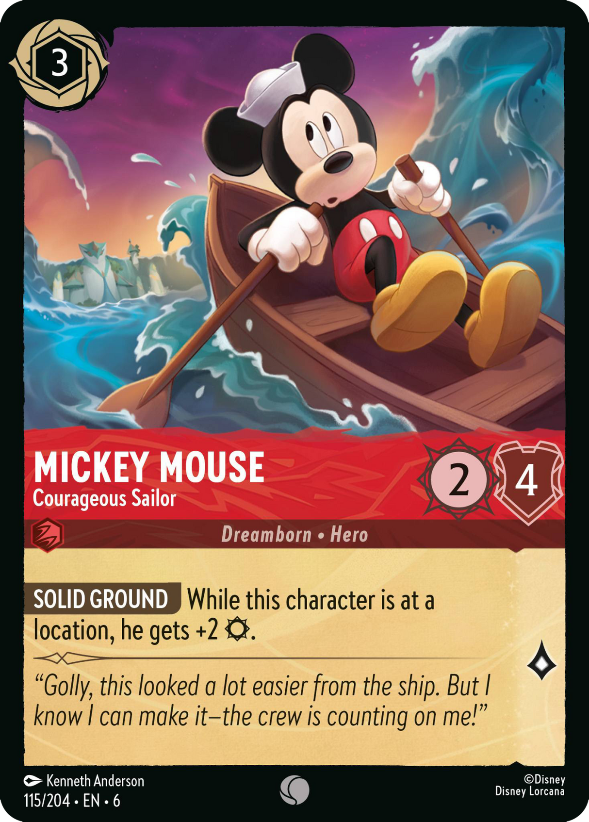 Disney Lorcana Azurite Sea 115/204 Mickey Mouse - Courageous Sailor Foil
