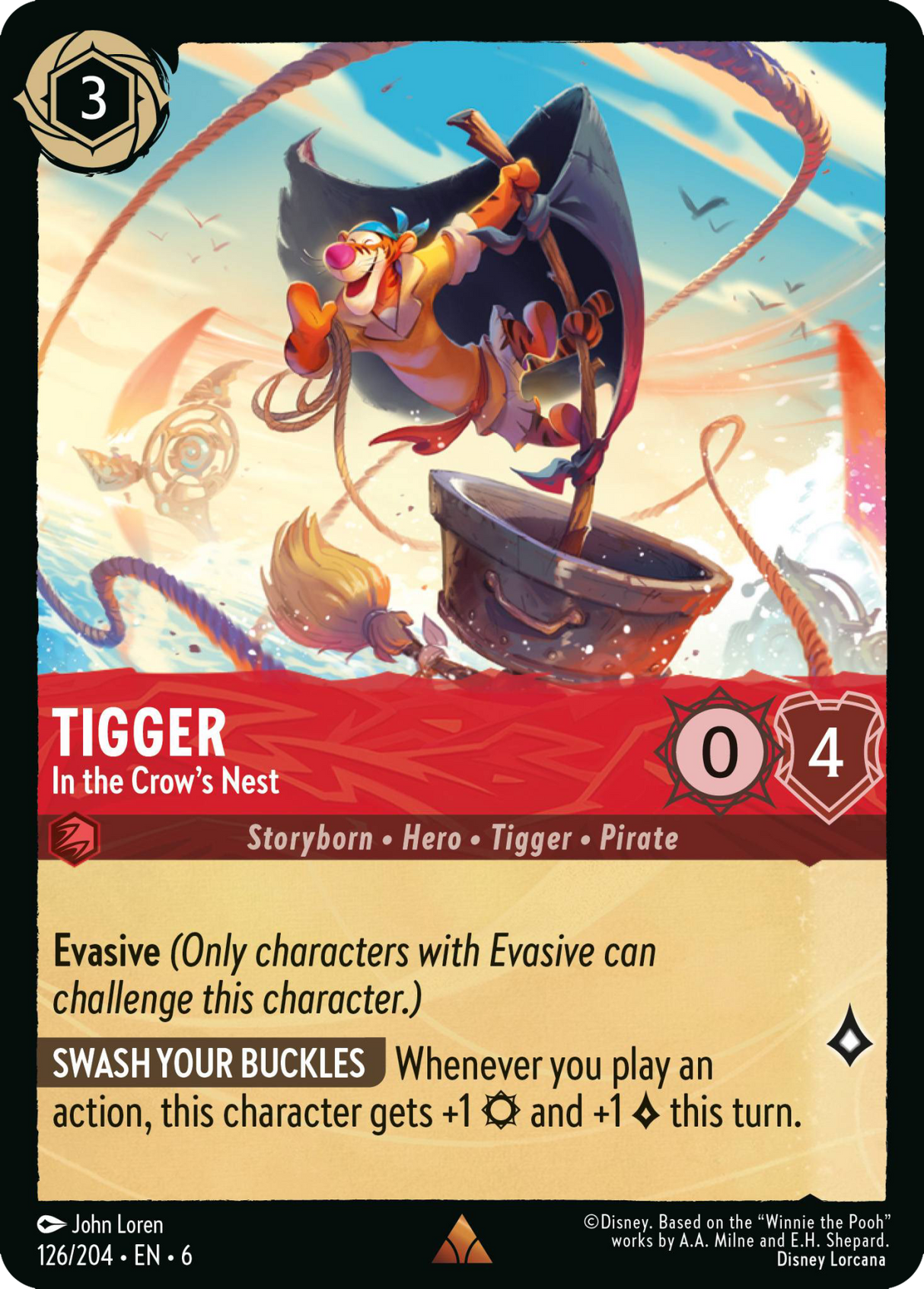 Disney Lorcana Azurite Sea 126/204 Tigger - In the Crow's Nest