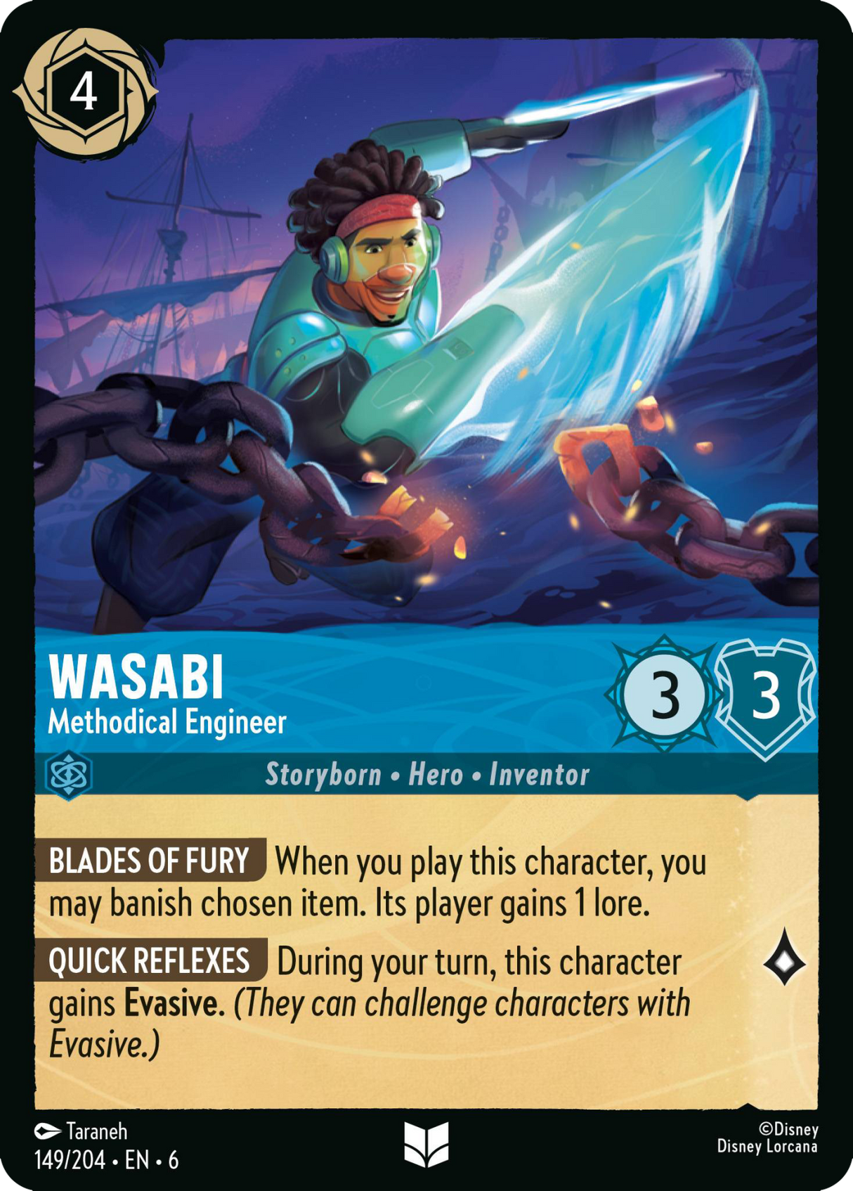 Disney Lorcana Azurite Sea 149/204 Wasabi - Methodical Engineer Foil