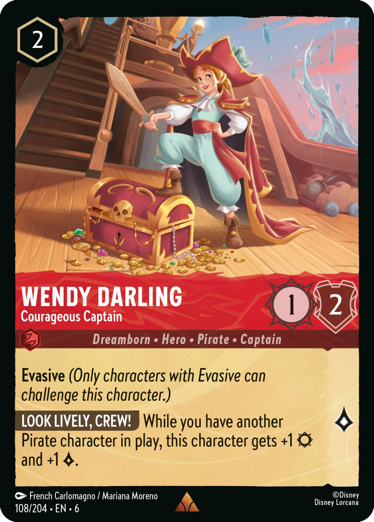 Disney Lorcana Azurite Sea 108/204 Wendy Darling - Courageous Captain Foil