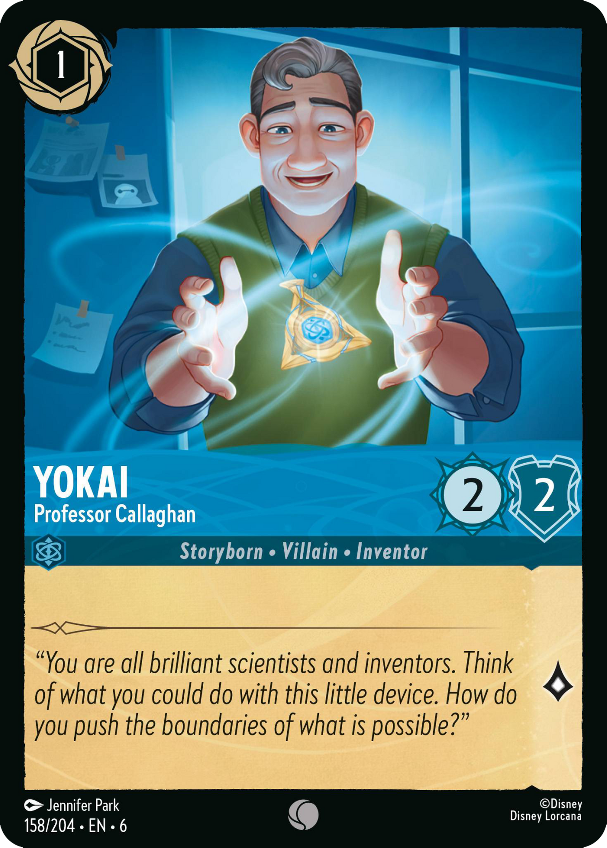 Disney Lorcana Azurite Sea 158/204 Yokai - Professor Callaghan Foil