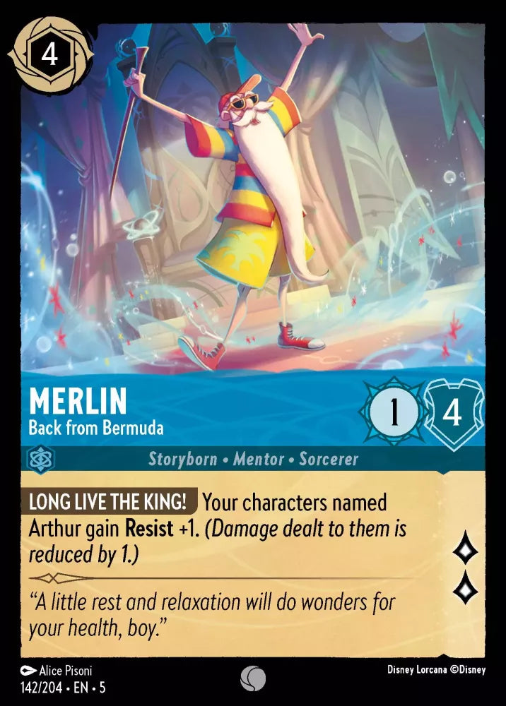 Disney Lorcana Shimmering Skies 142/204 Merlin - Back from the Bermudas