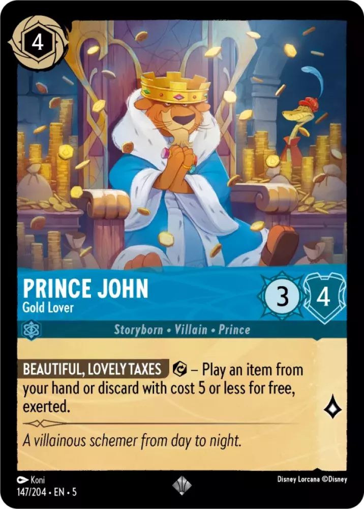 Disney Lorcana Shimmering Skies 147/204 Prince John - Gold Lover