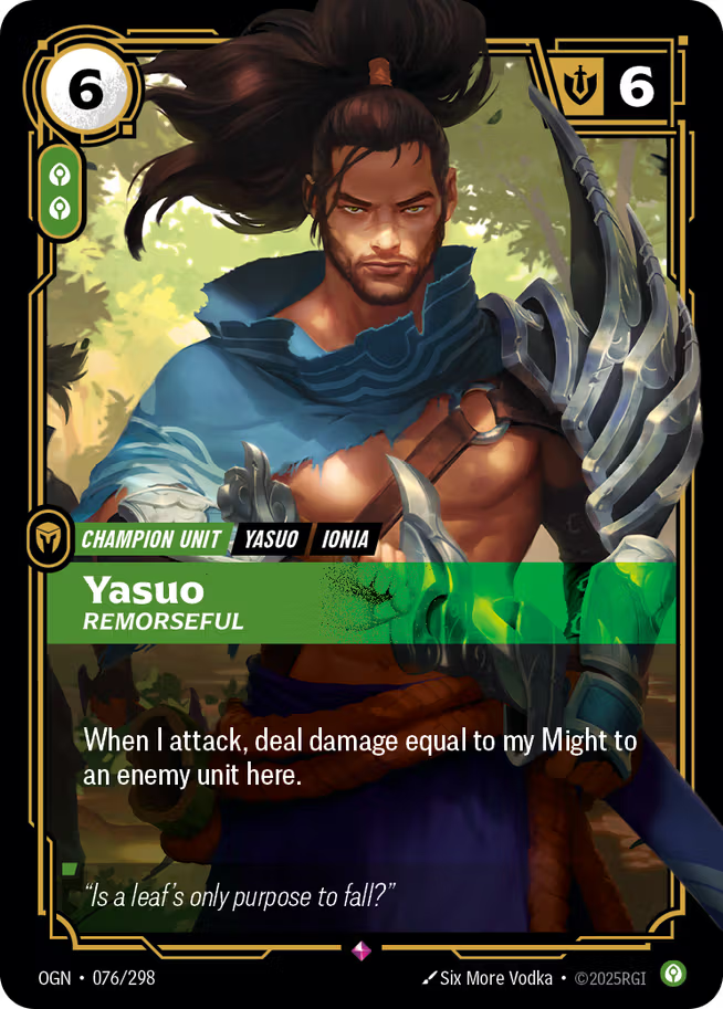 Riftbound: League of Legends TCG Origins 076/289 Yasuo, Remorseful