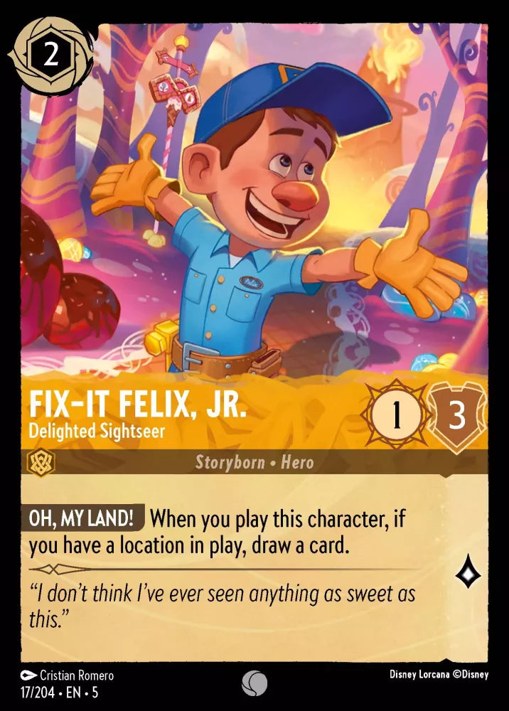 Disney Lorcana Shimmering Skies 017/204 Fix‐It Felix, Jr. - Delighted Sightseer Foil