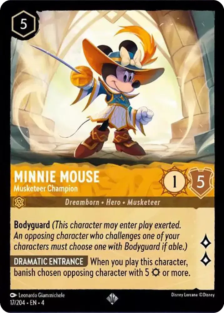 Disney Lorcana Ursula's Return 017/204 Minnie Mouse - Musketeer Champion Foil