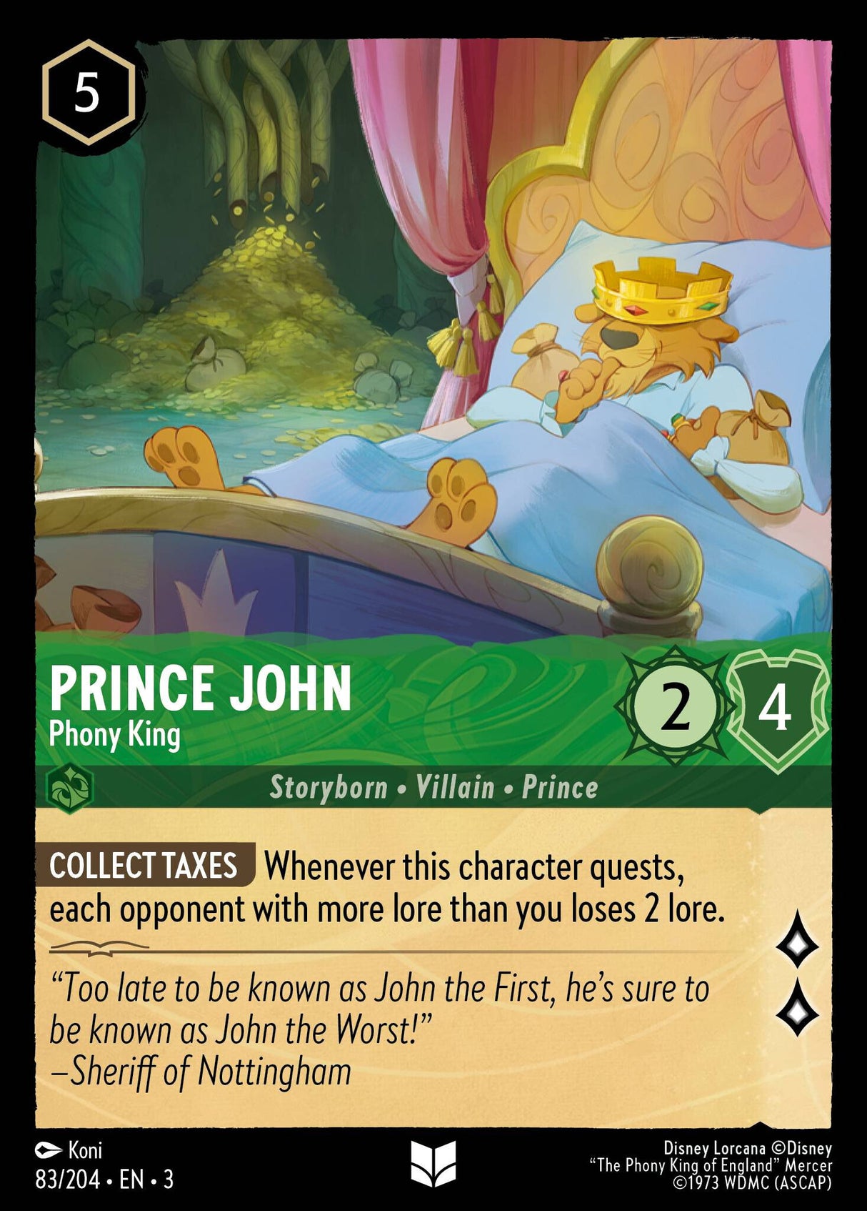 Disney Lorcana Into The Inklands 083/204 PRINCE JOHN Phony King