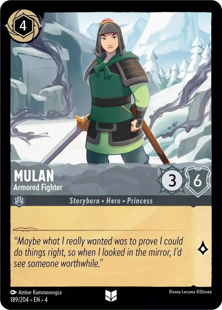 Disney Lorcana Ursula's Return 189/204 Mulan - Armored Fighter Foil