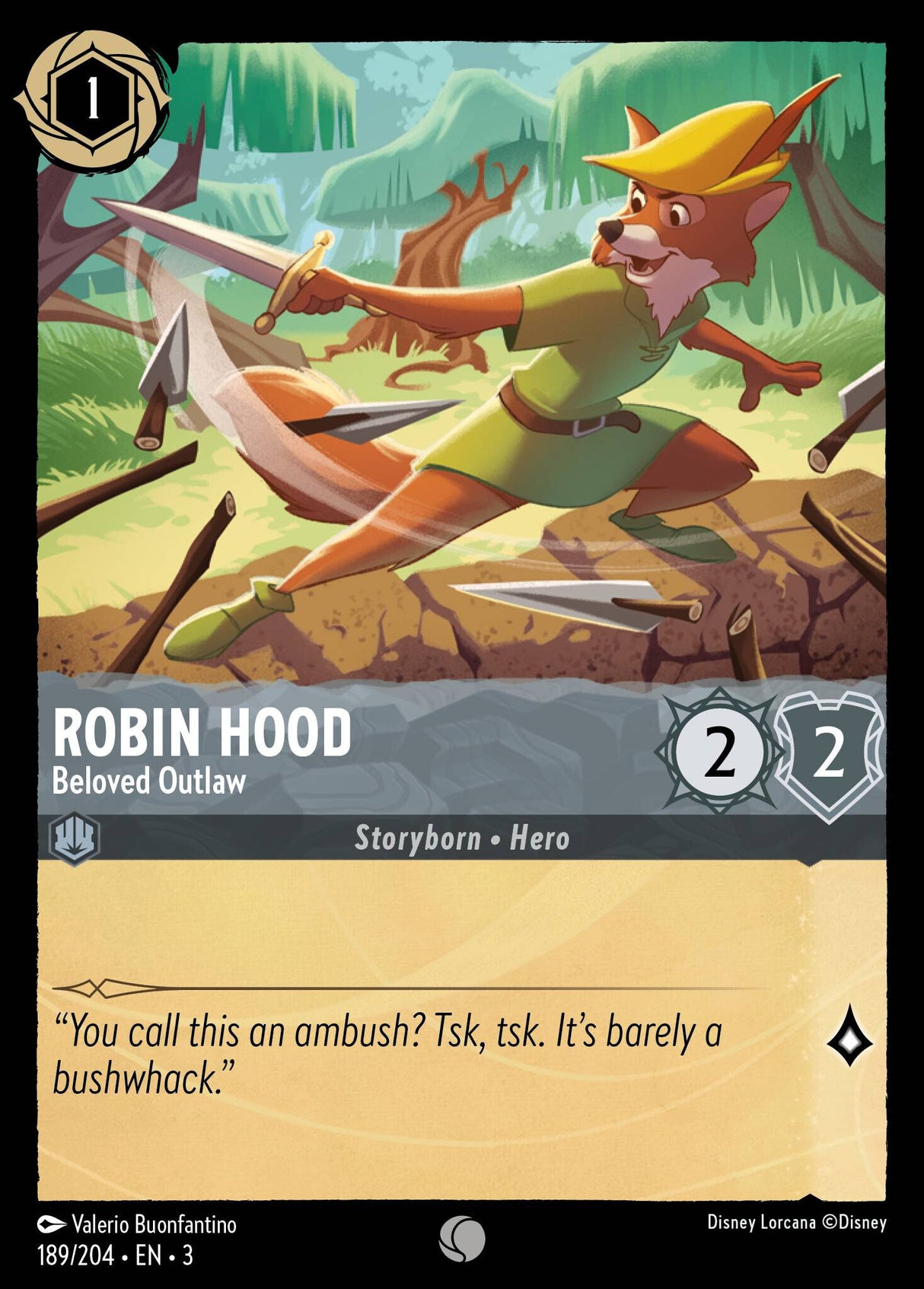 Disney Lorcana Into The Inklands 189/204 ROBIN HOOD Beloved Outlaw