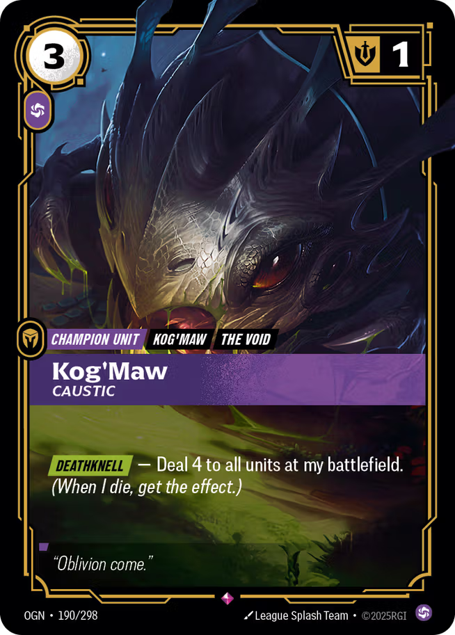 Riftbound: League of Legends TCG Origins 190/289 Kog'Maw, Caustic