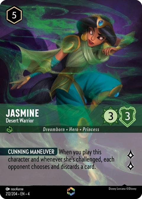 Disney Lorcana Ursula's Return 212/204 Jasmine - Desert Warrior Enchanted