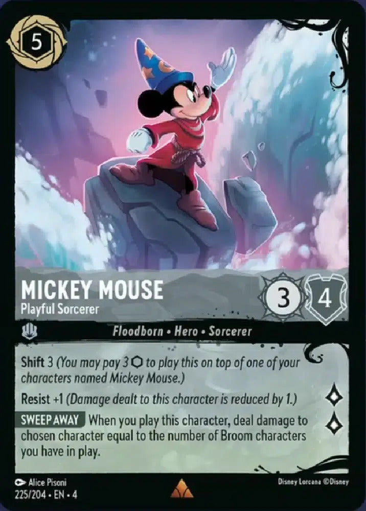 Disney Lorcana Ursula's Return 225/204 MICKEY MOUSE Playful Sorcerer Foil