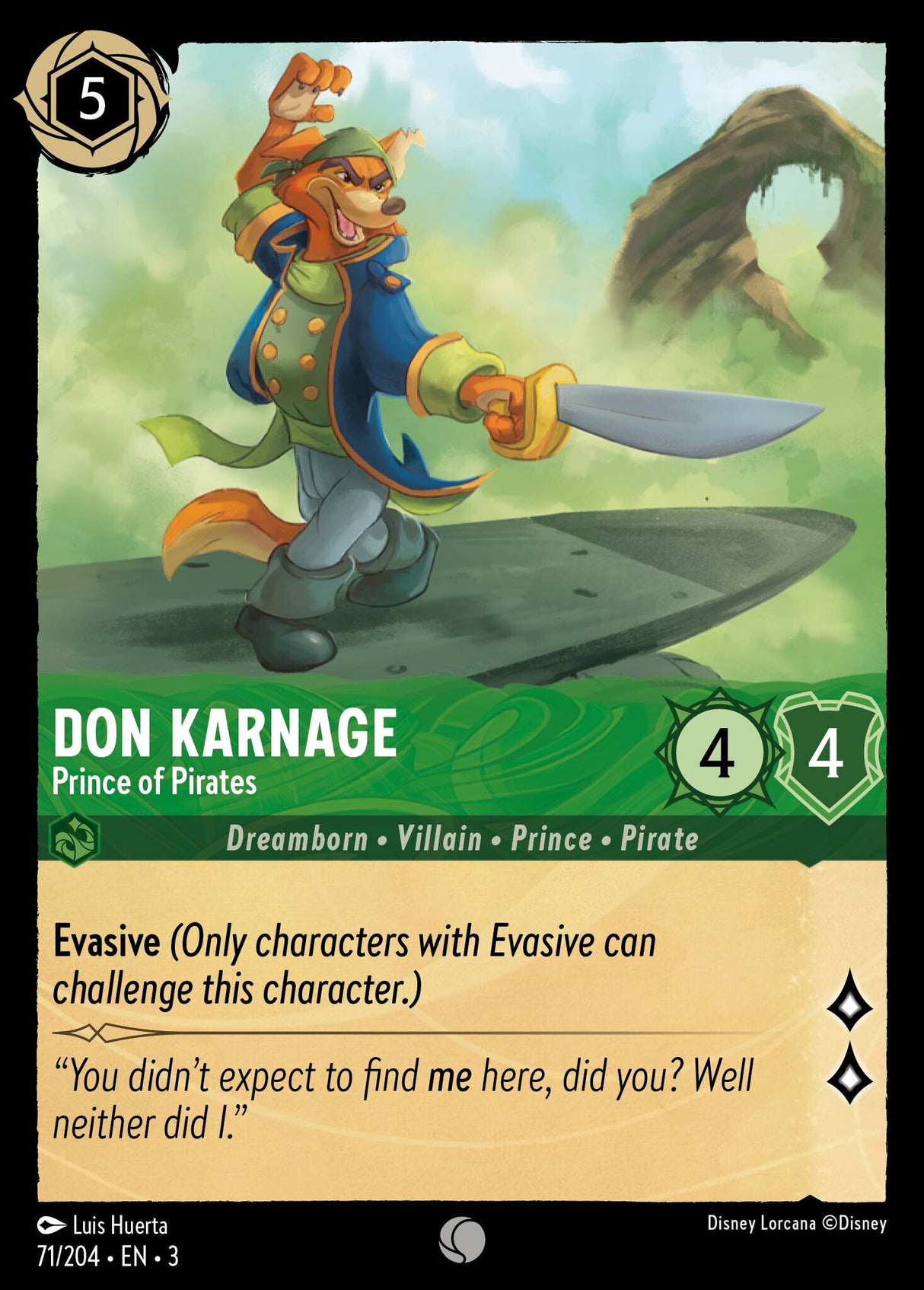 Disney Lorcana Into The Inklands 071/204 DON KARNAGE Prince of Pirates