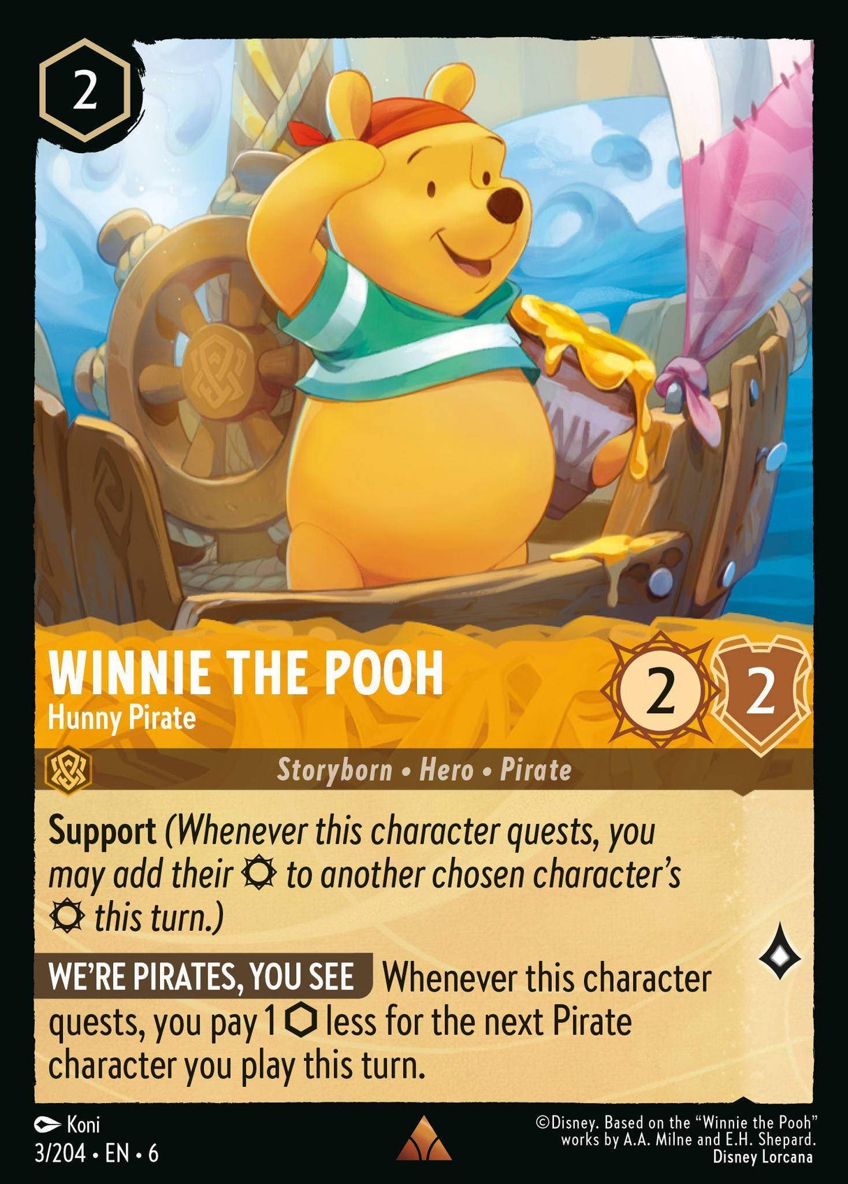 Disney Lorcana Azurite Sea 003/204 Winnie the Pooh - Hunny Pirate