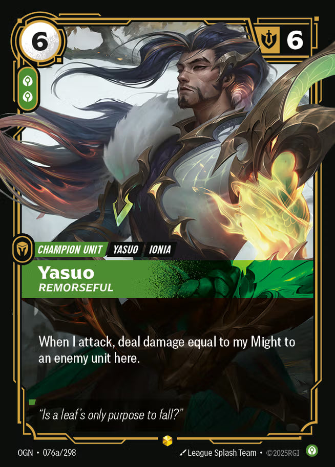 Riftbound: League of Legends TCG Origins 076a/289 Yasuo, Remorseful Alternative Art