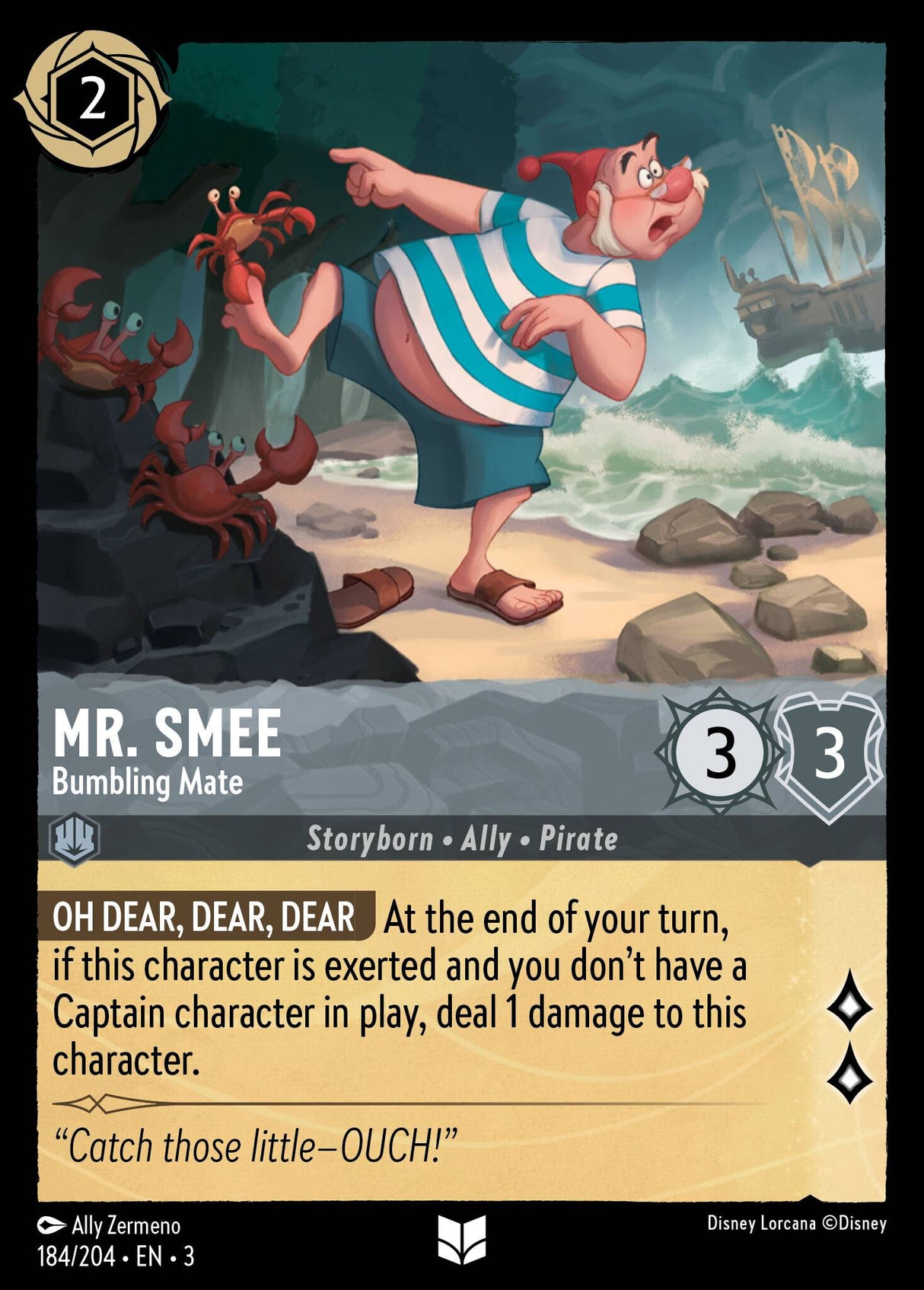 Disney Lorcana Into The Inklands 184/204 MR. SMEE Bumbling Mate
