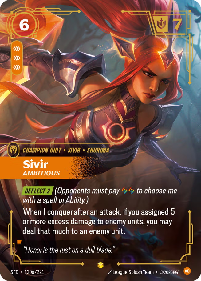Riftbound: League of Legends TCG Spiritforged 120a/221 Sivir, Ambitious Alternative Art