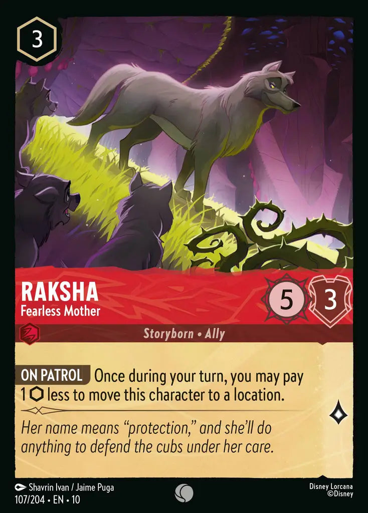 Disney Lorcana Whispers in the Well 107/204 Raksha - Fearless Mother