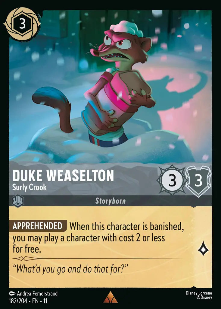 Disney Lorcana Winterspell 182/204 Duke Weaselton - Surly Crook Foil