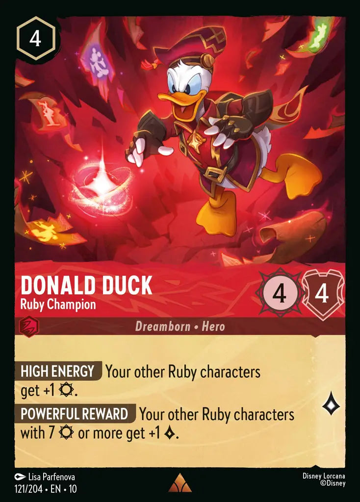 Disney Lorcana Whispers in the Well 121/204 Donald Duck - Ruby Champion