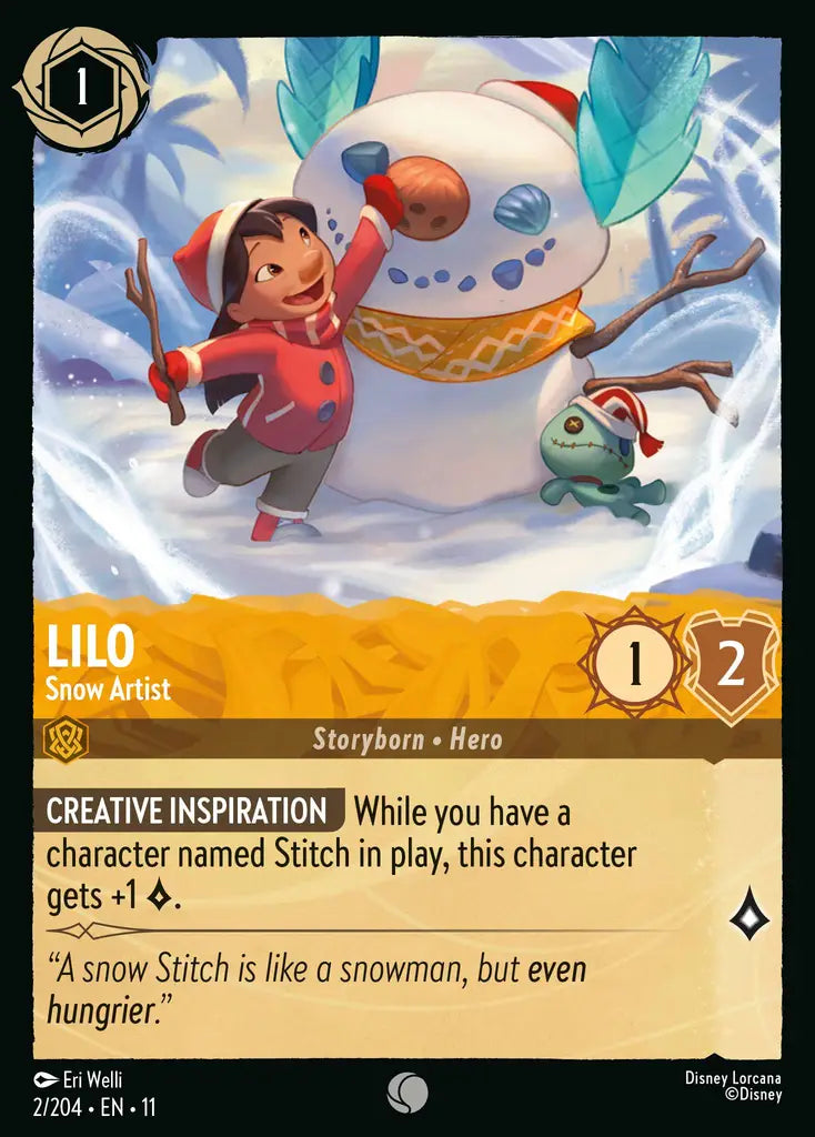 Disney Lorcana Winterspell 002/204 Lilo - Snow Artist Foil