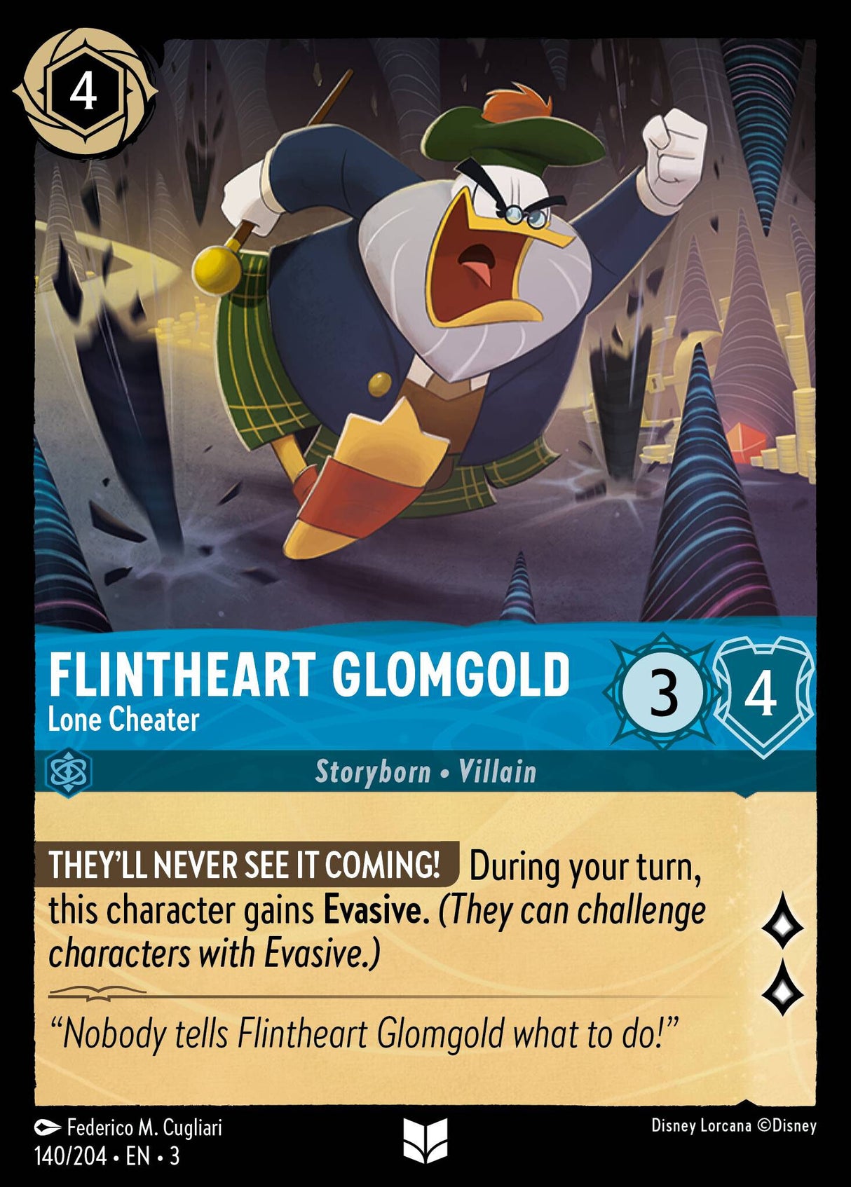 Disney Lorcana Into The Inklands 140/204 FLINTHEART GLOMGOLD Lone Cheater