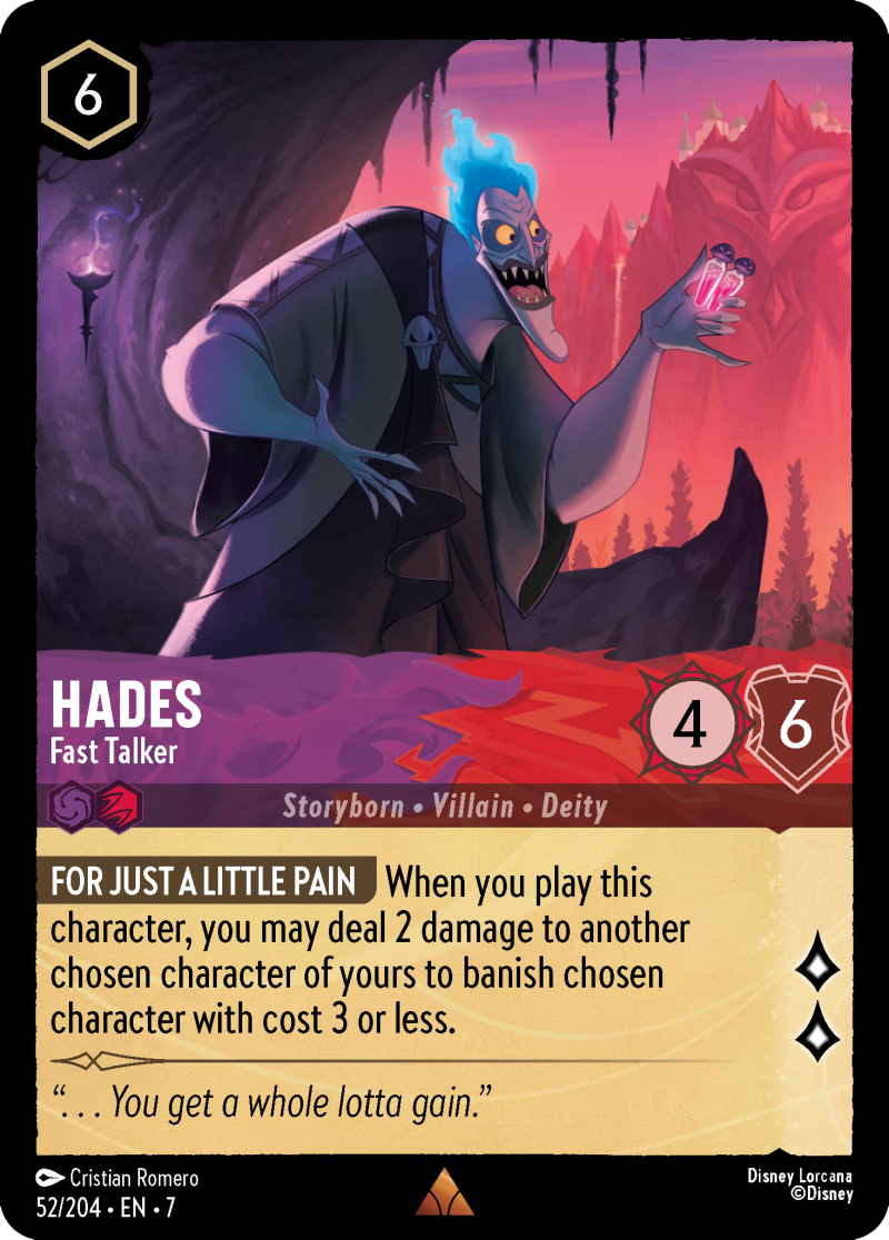 Disney Lorcana Archazia's Island 052/204 Hades - Fast Talker Foil