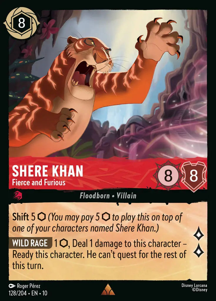 Disney Lorcana Whispers in the Well 128/204 Shere Khan - Fierce and Furious