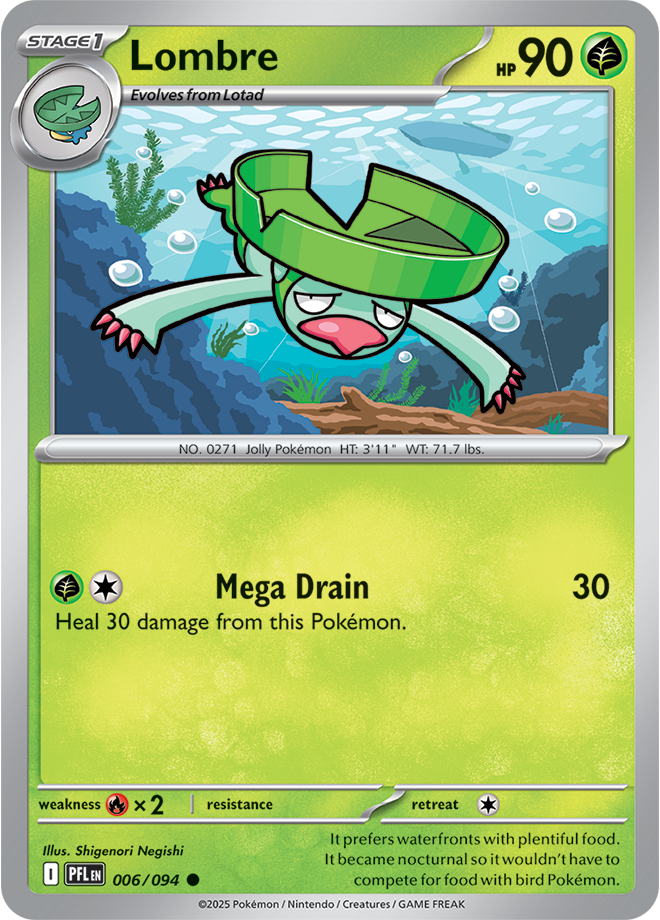 Mega Evolution - Phantasmal Flames 006/094 Lombre Reverse Holo