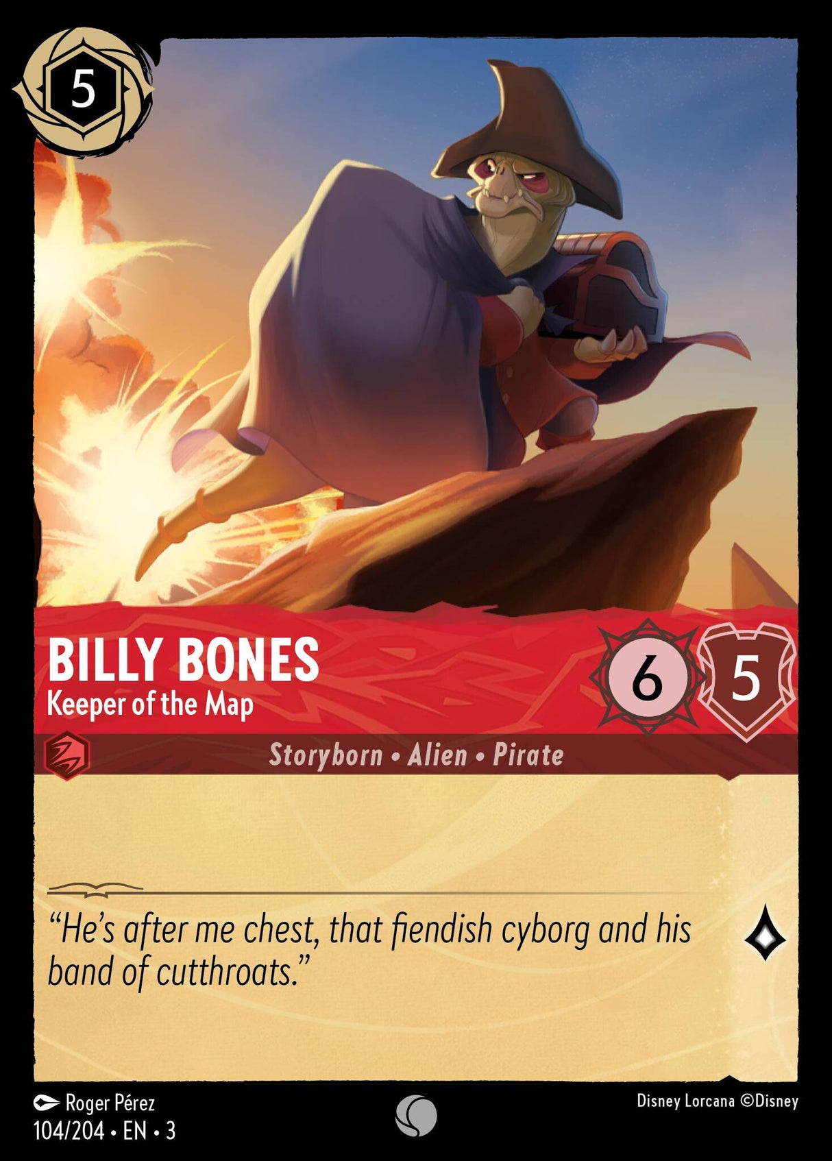 Disney Lorcana Into The Inklands 104/204 BILLY BONES Keeper of the Map