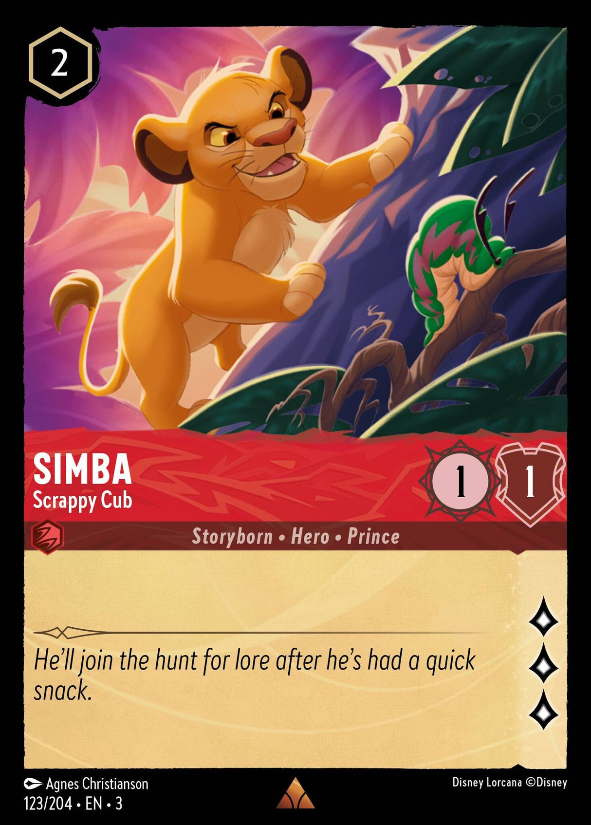 Disney Lorcana Into The Inklands 123/204 SIMBA Scrappy Cub