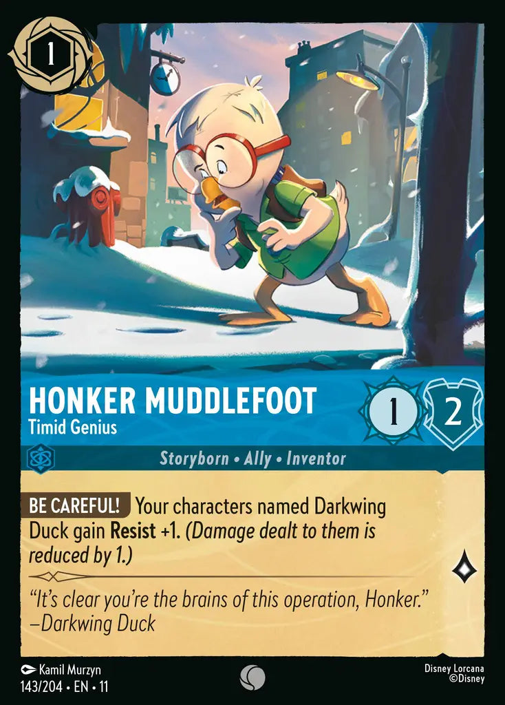 Disney Lorcana Winterspell 143/204 Honker Muddlefoot - Timid Genius Foil