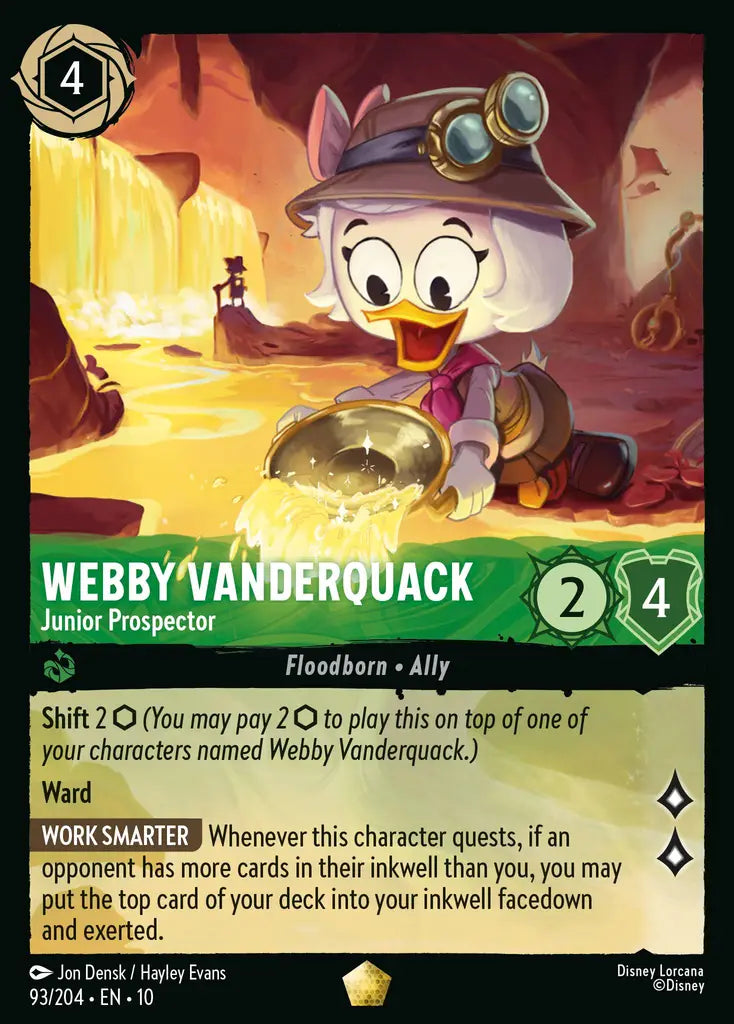 Disney Lorcana Whispers in the Well 093/204 Webby Vanderquack - Junior Prospector