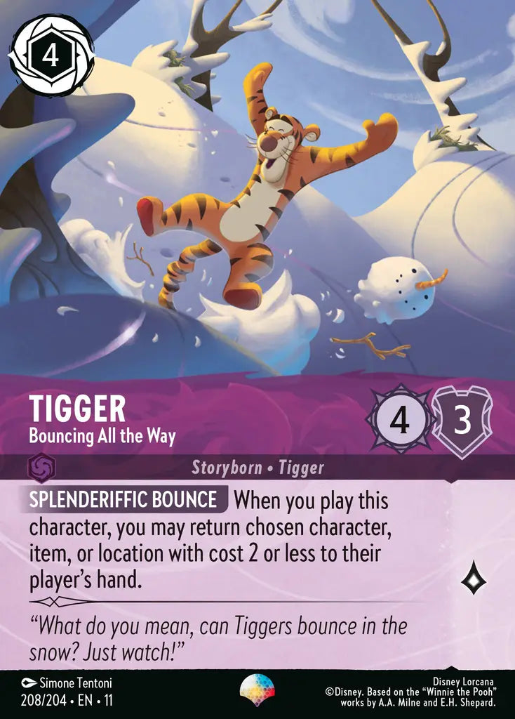 Disney Lorcana Winterspell 208/204 Tigger - Bouncing All the Way Epic